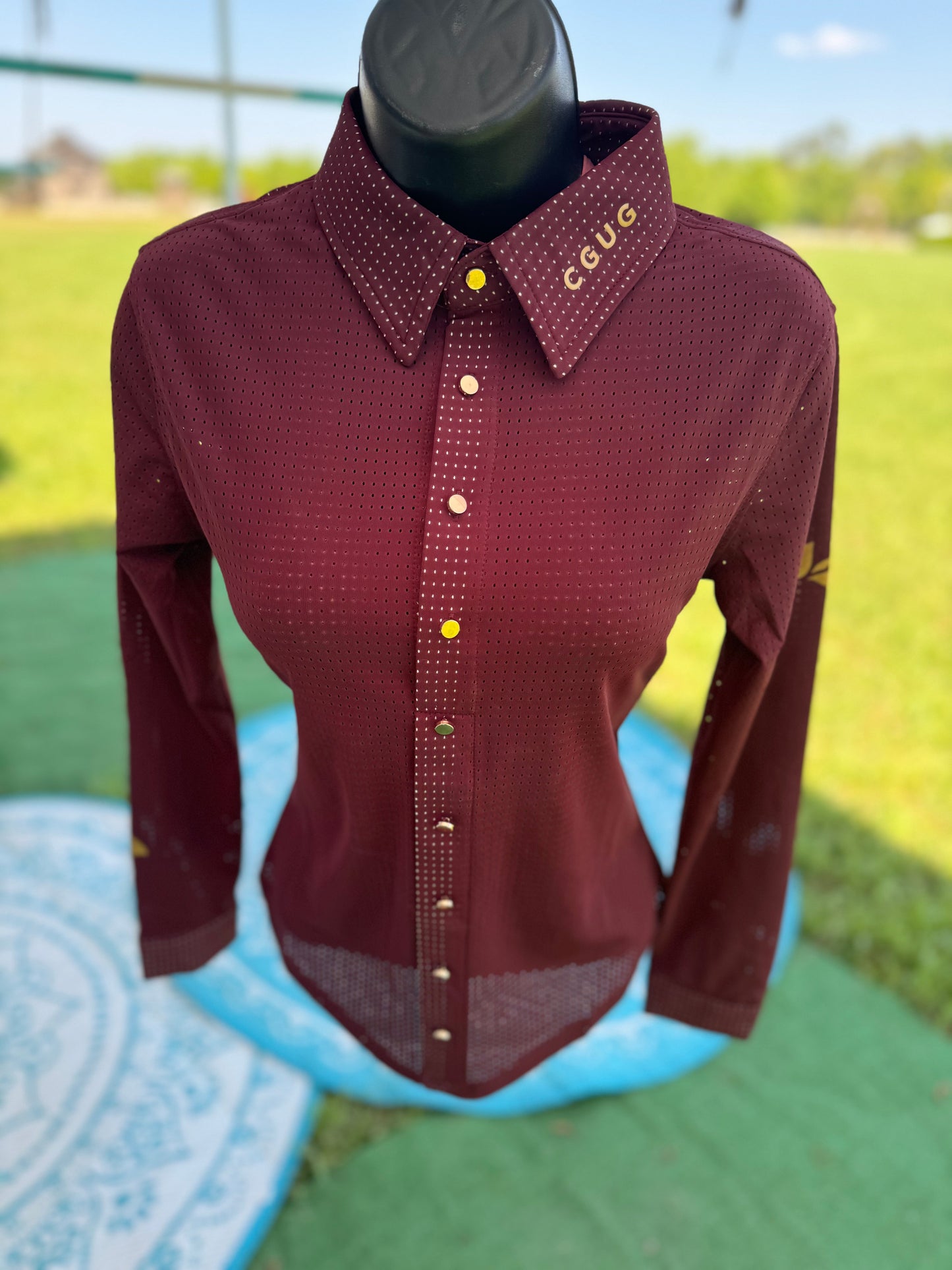 Burgundy Bling Perforated Western Show Shirts