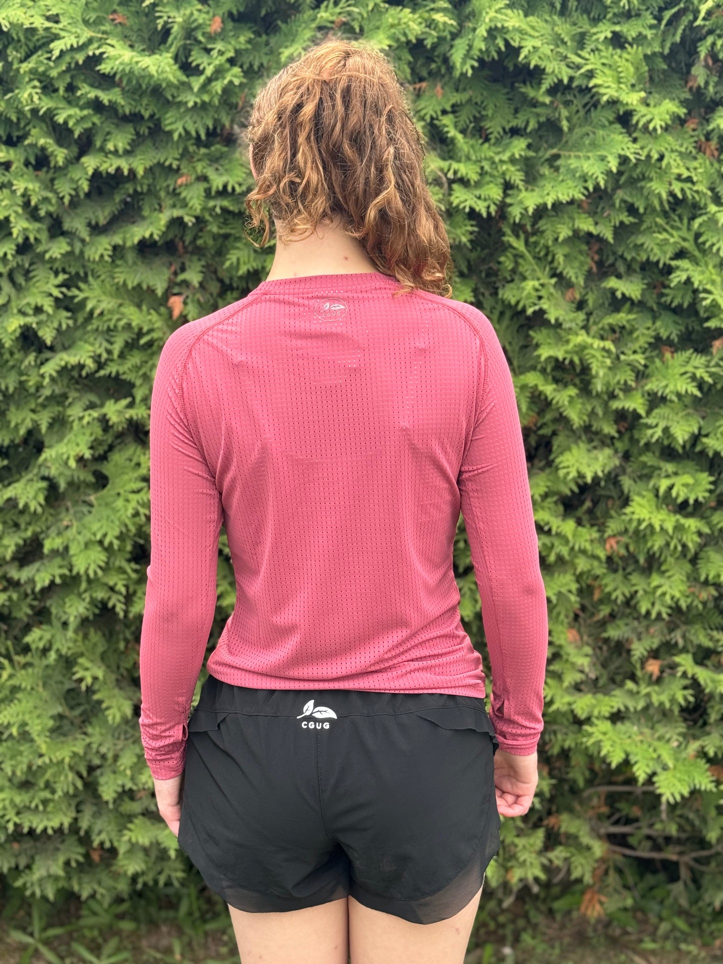 Raspberry Perforated Long Sleeves