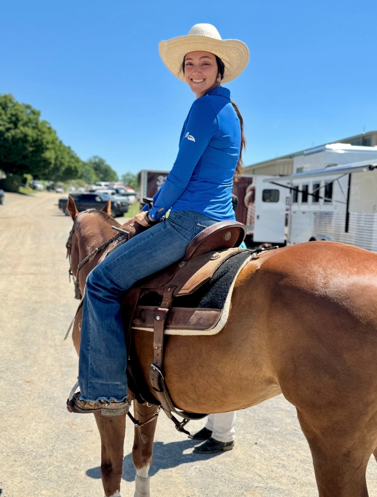Royal Blue Perforated Western Show Shirts