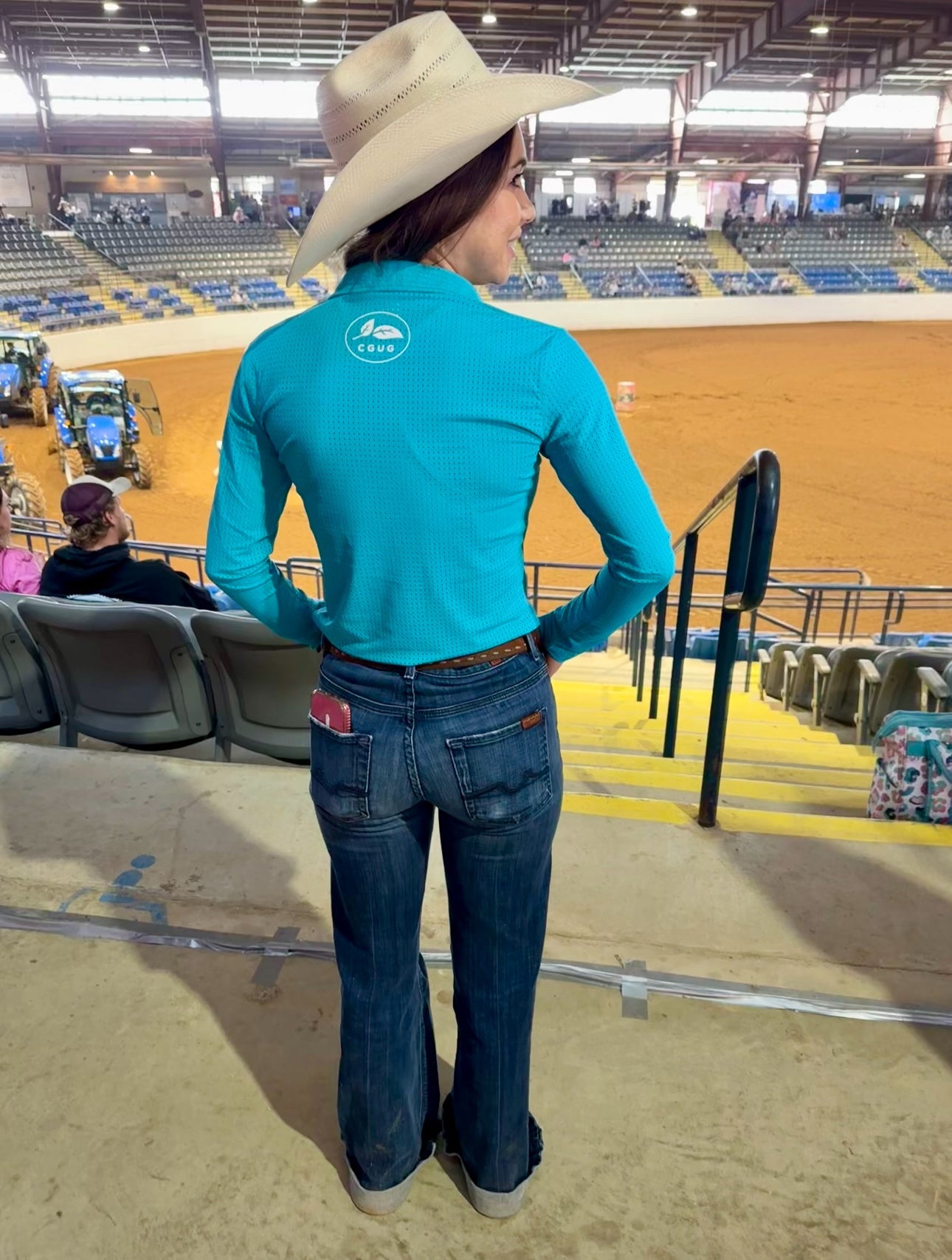 Spurring Blue Perforated Western Show Shirts