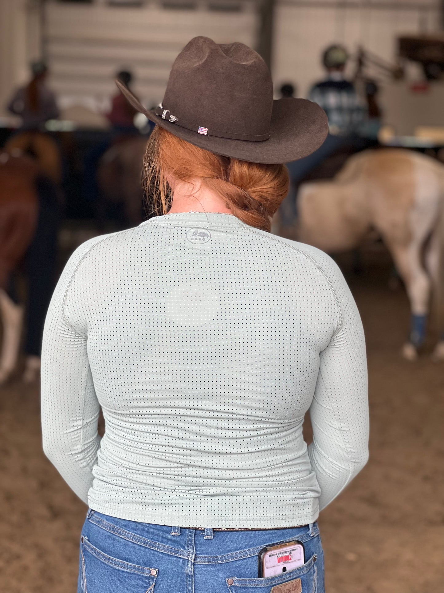 Minty Green Perforated Long Sleeves