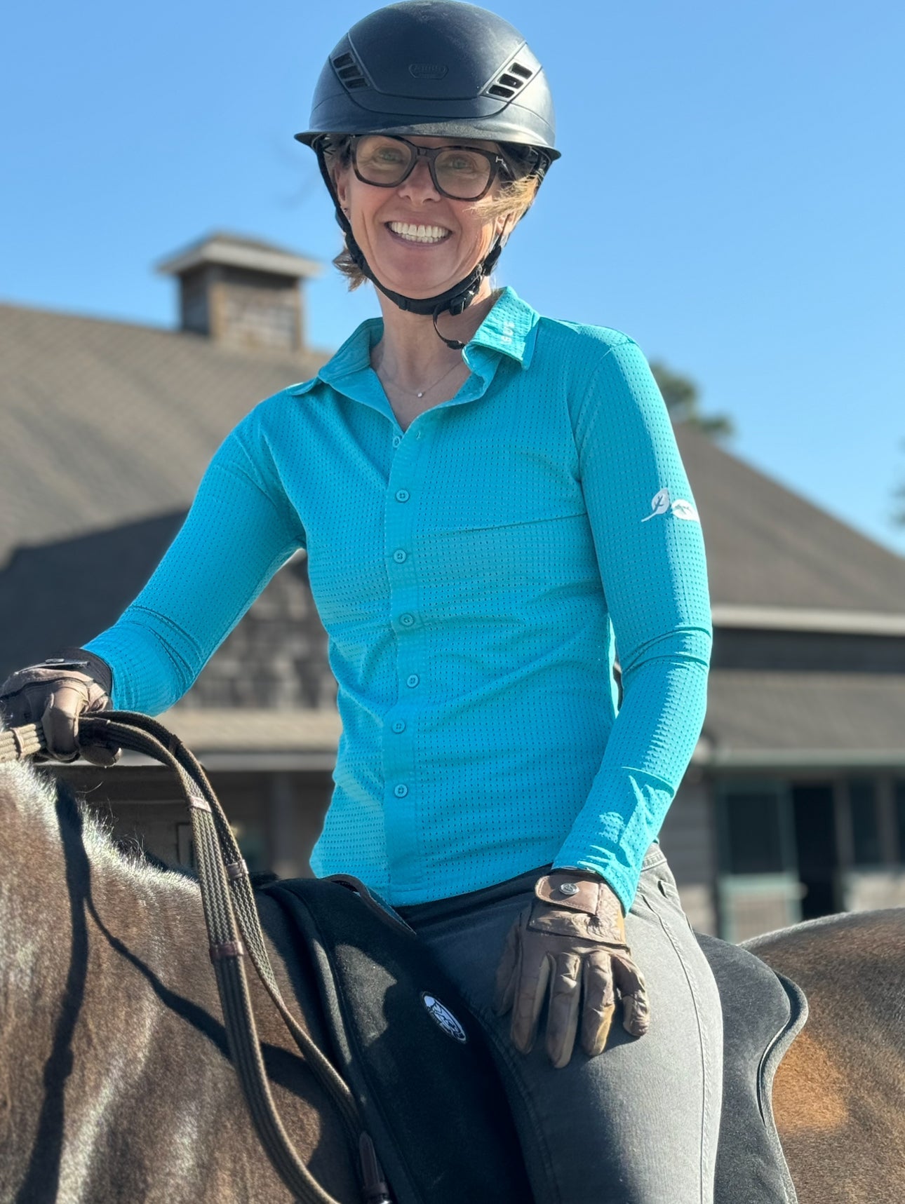 Spurring Blue Perforated Western Show Shirts