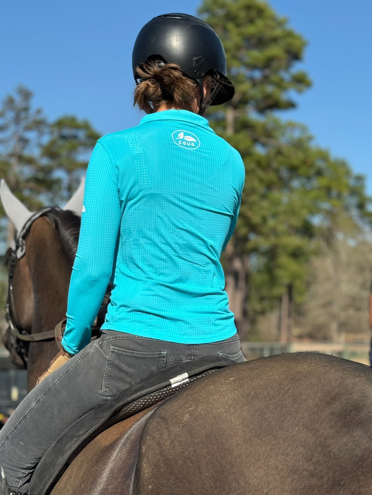 Spurring Blue Perforated Western Show Shirts