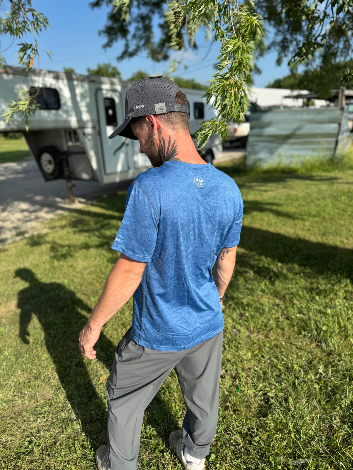 SeaBlue Perforated Performance Tee
