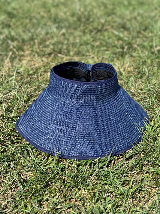 Indigo Elegance Rolling Hills Straw Sun Visor