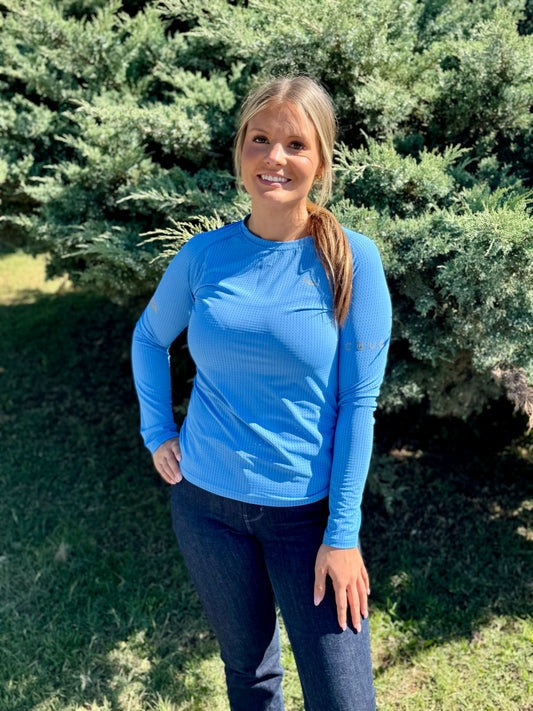 Blue Roses Perforated Long Sleeves