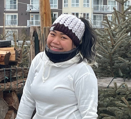 Cookies & Cream Soft Knit Ponytail Beanie