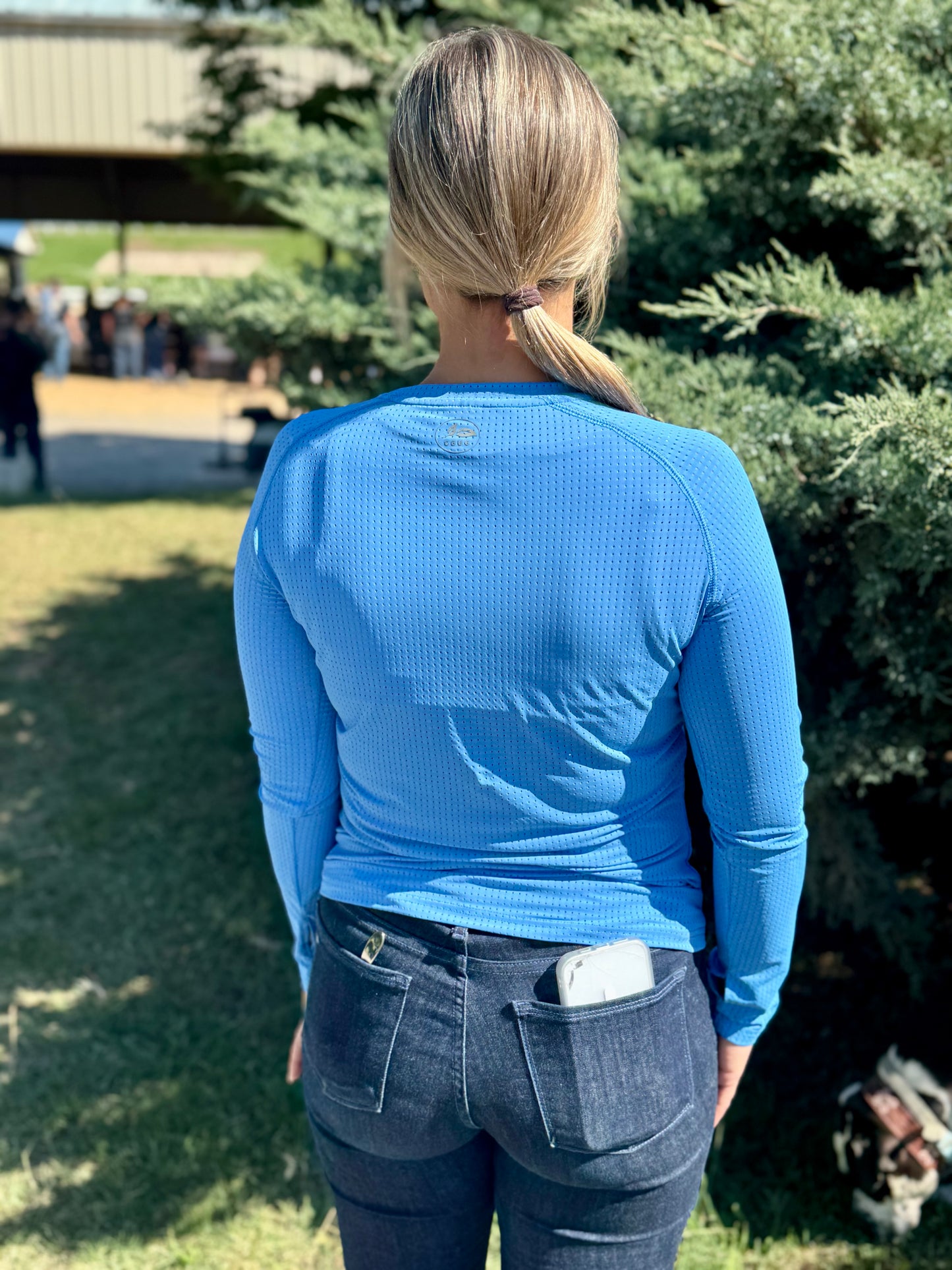 Blue Roses Perforated Long Sleeves