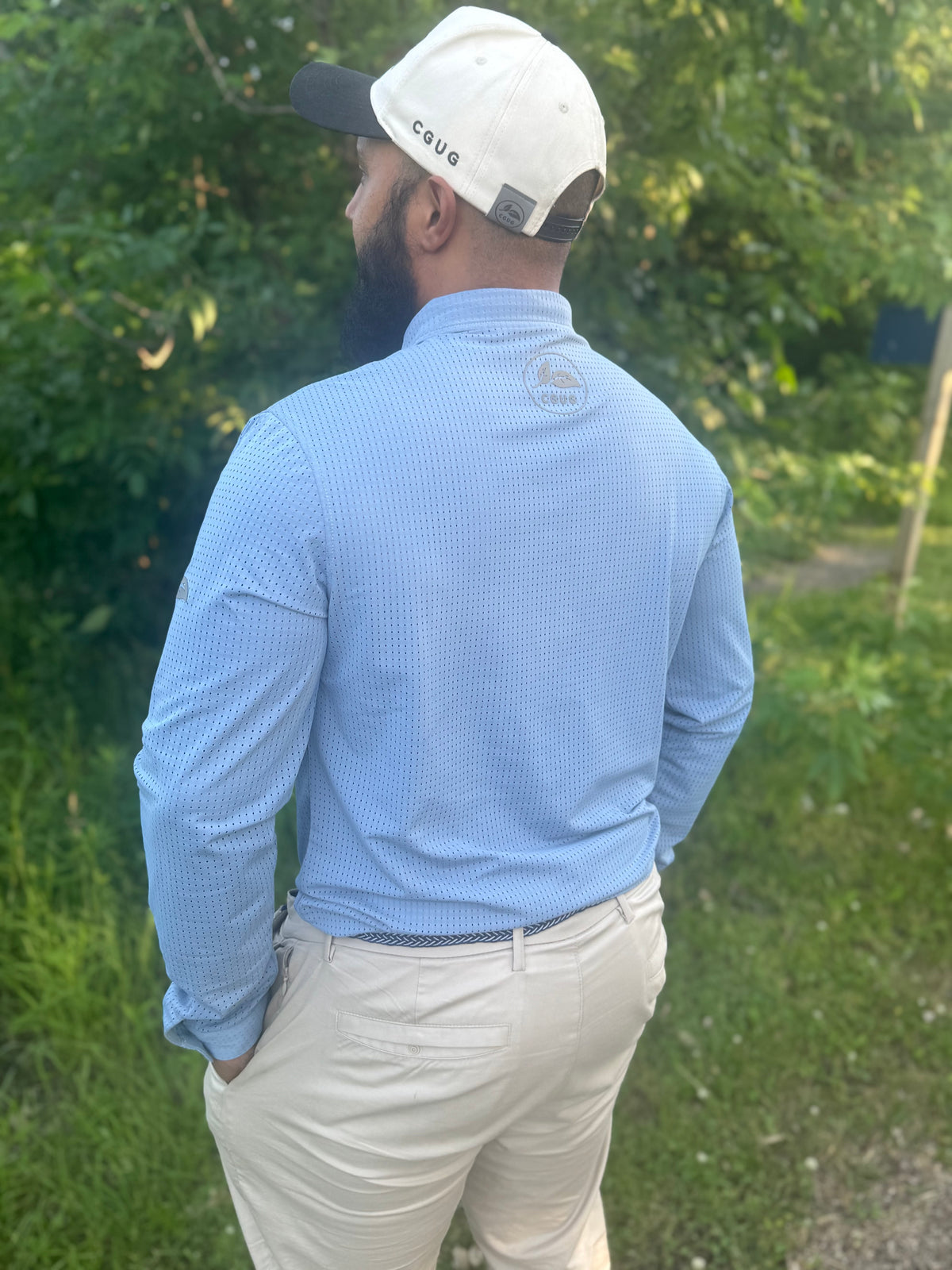 Dusty Blue Men's Perforated Western Show Shirts