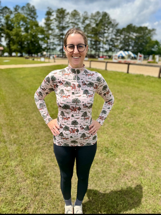 Classical Equestrian Micro-Perforated 1/4 Zip