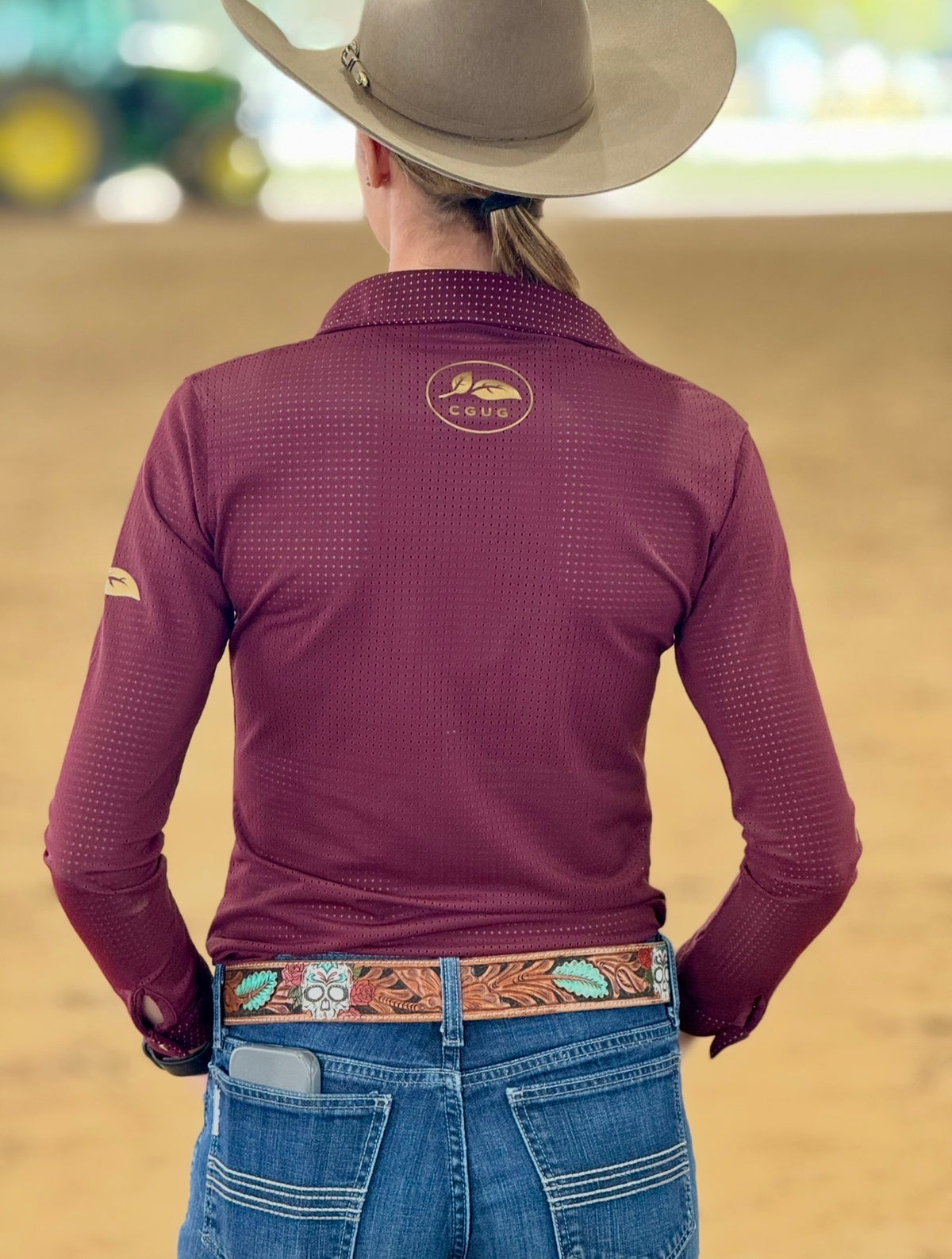 Burgundy Bling Perforated Western Show Shirts