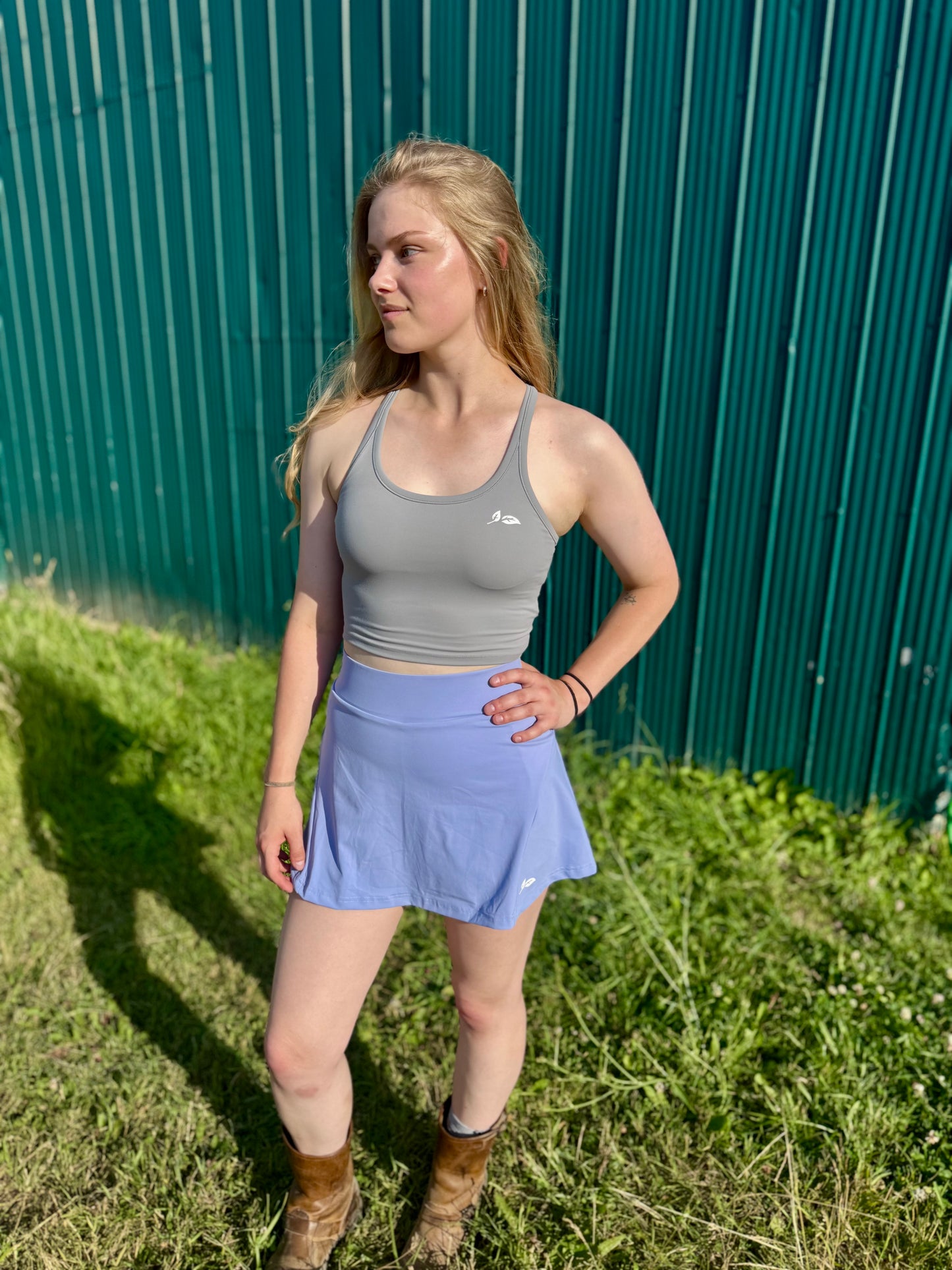 Grey 2-in-1 Cropped Tank