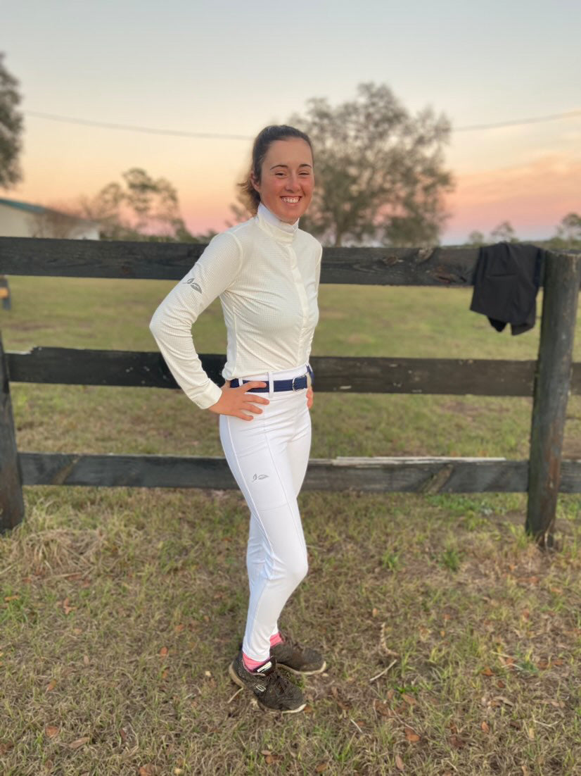 White Deep Pocket Riding Tights/Breeches